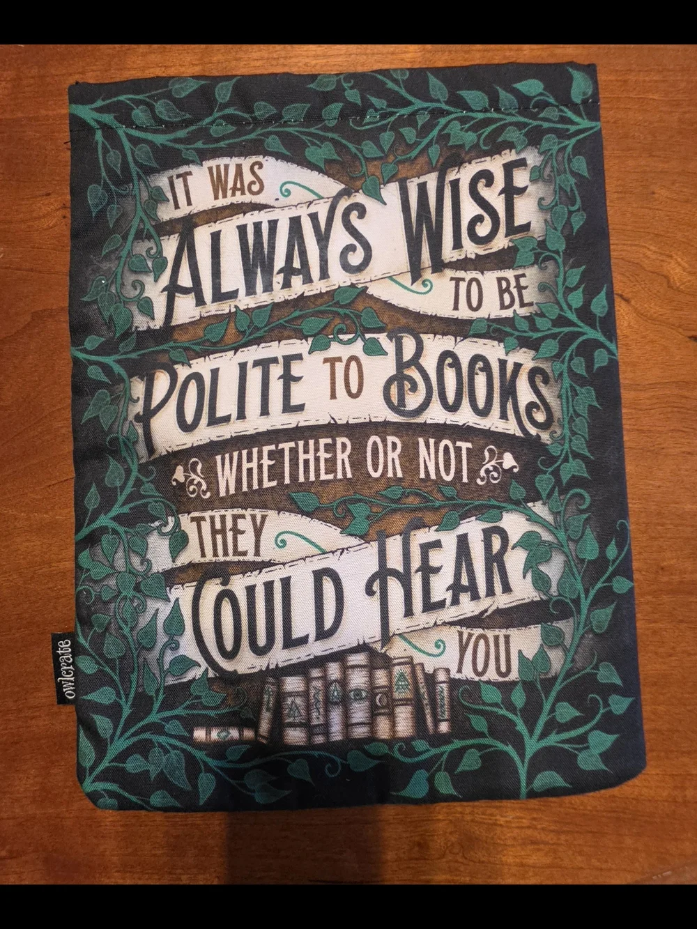 OwlCrate Book Sleeve Bookish Quote Zipper Case